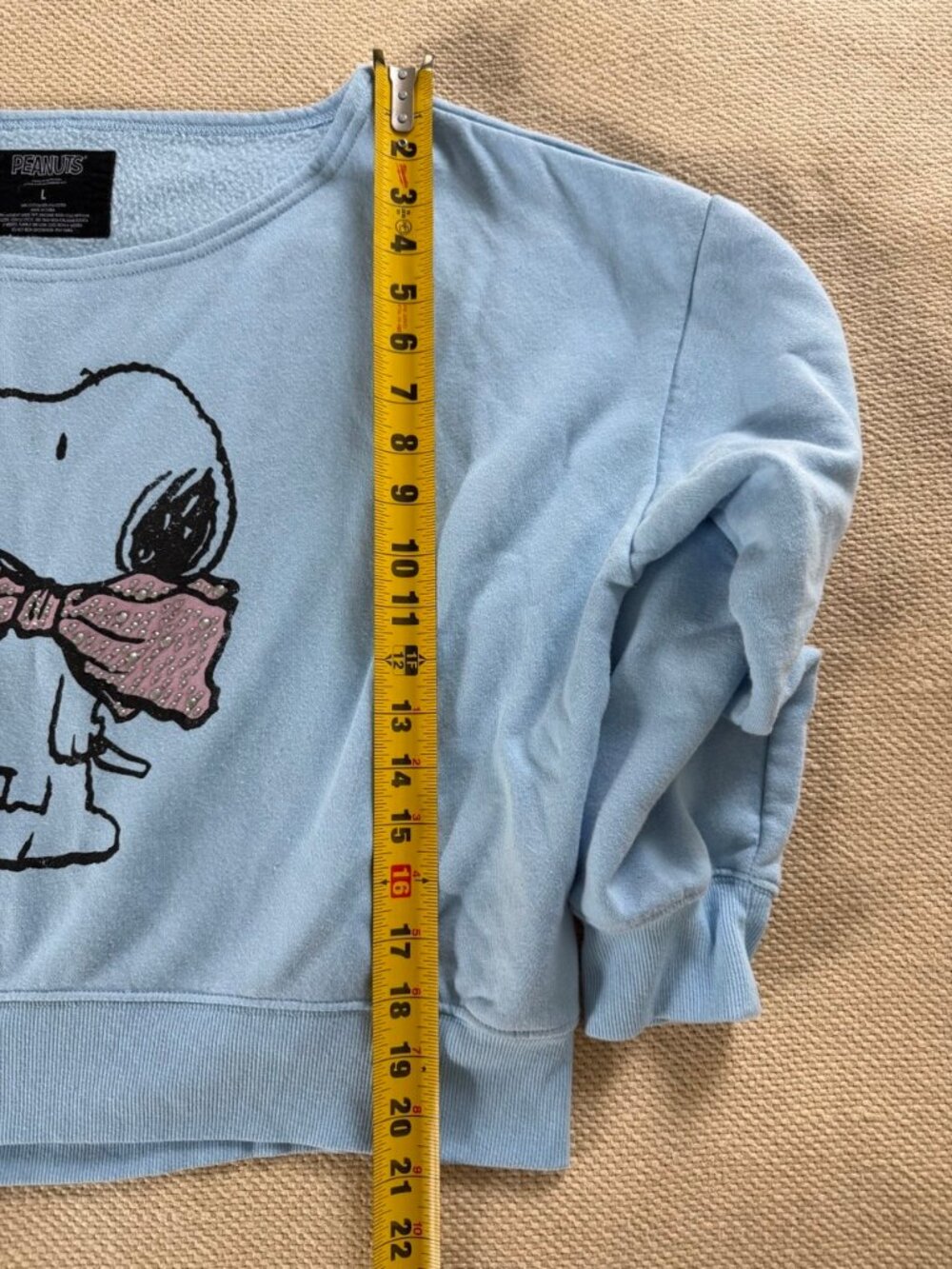 Peanuts Worldwide Snoopy Graphic Fleece Pullover Blue Sweatshirt L - Picture 6 of 8